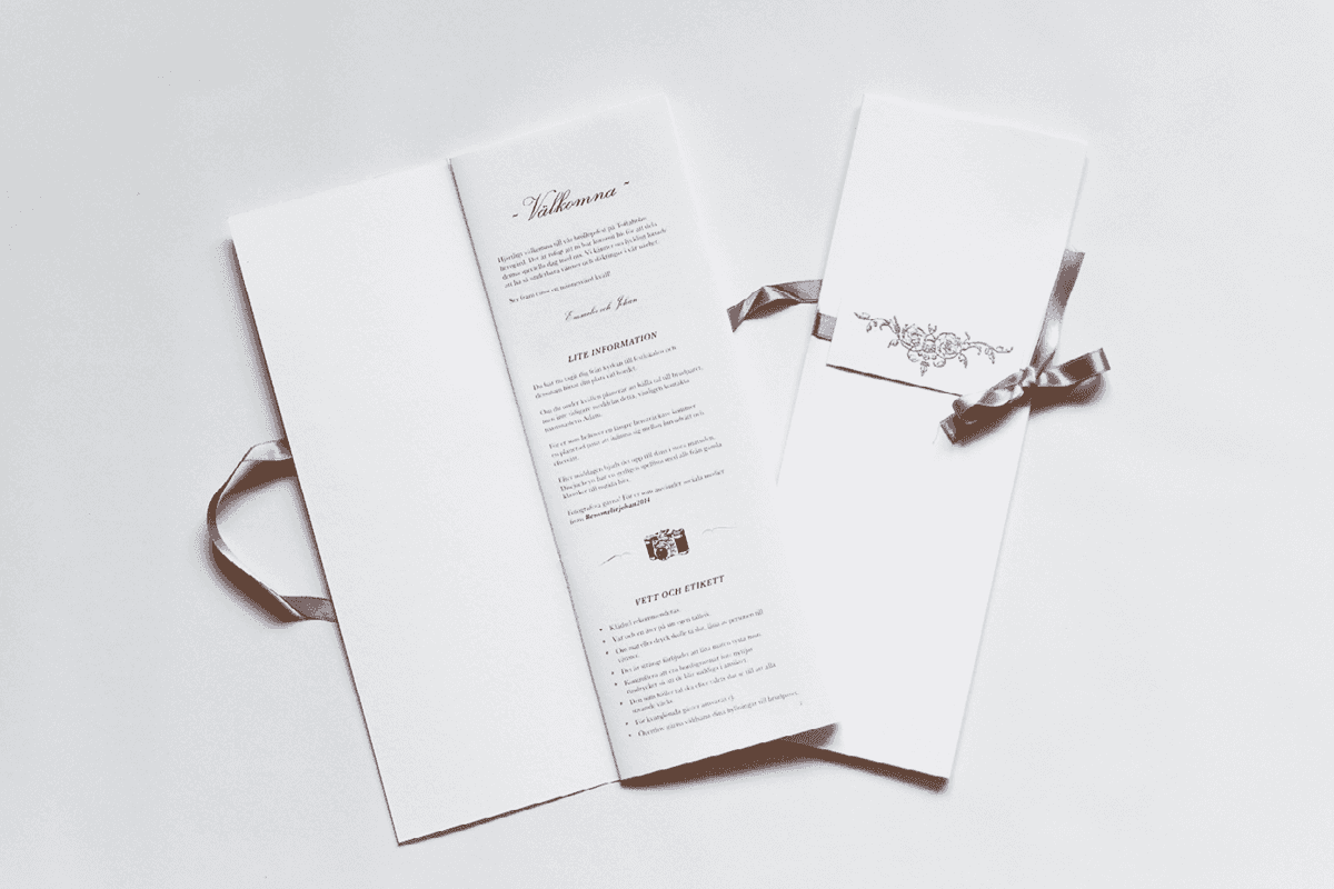 Vigselprogram och festprogram.